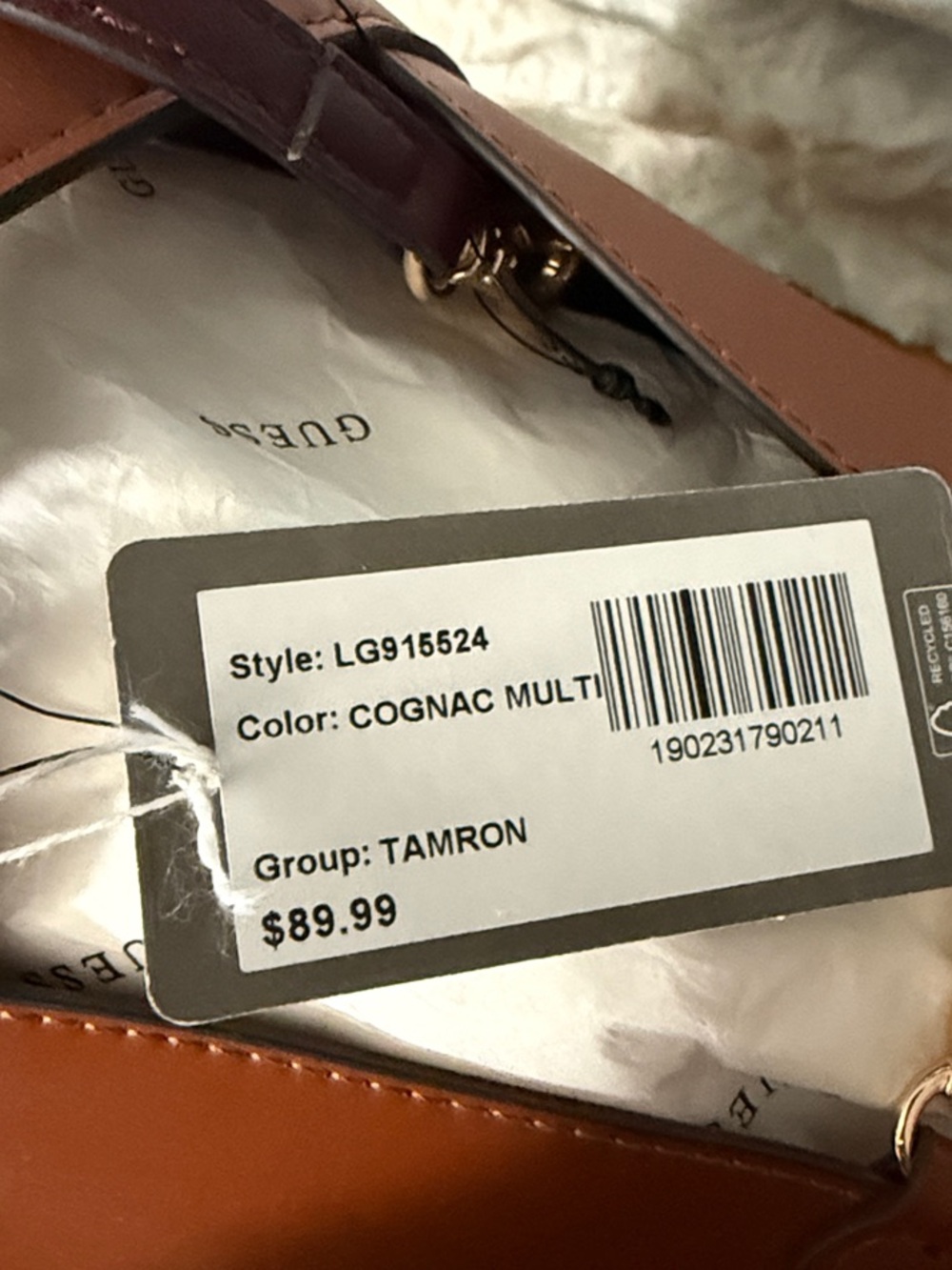 GUESS Brown Convertible Tote with Gold Logo - Picture 3 of 4